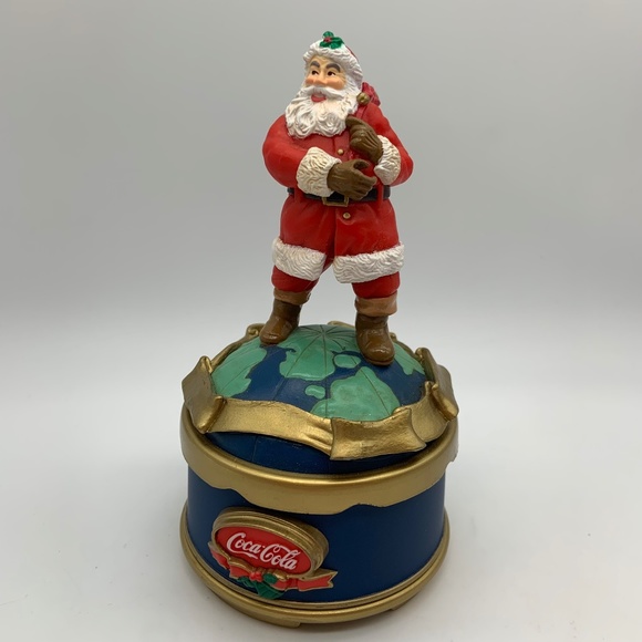 Vintage Coca-Cola Santa Claus Delivering Presents Christmas Spinning Music Box - Picture 9 of 13